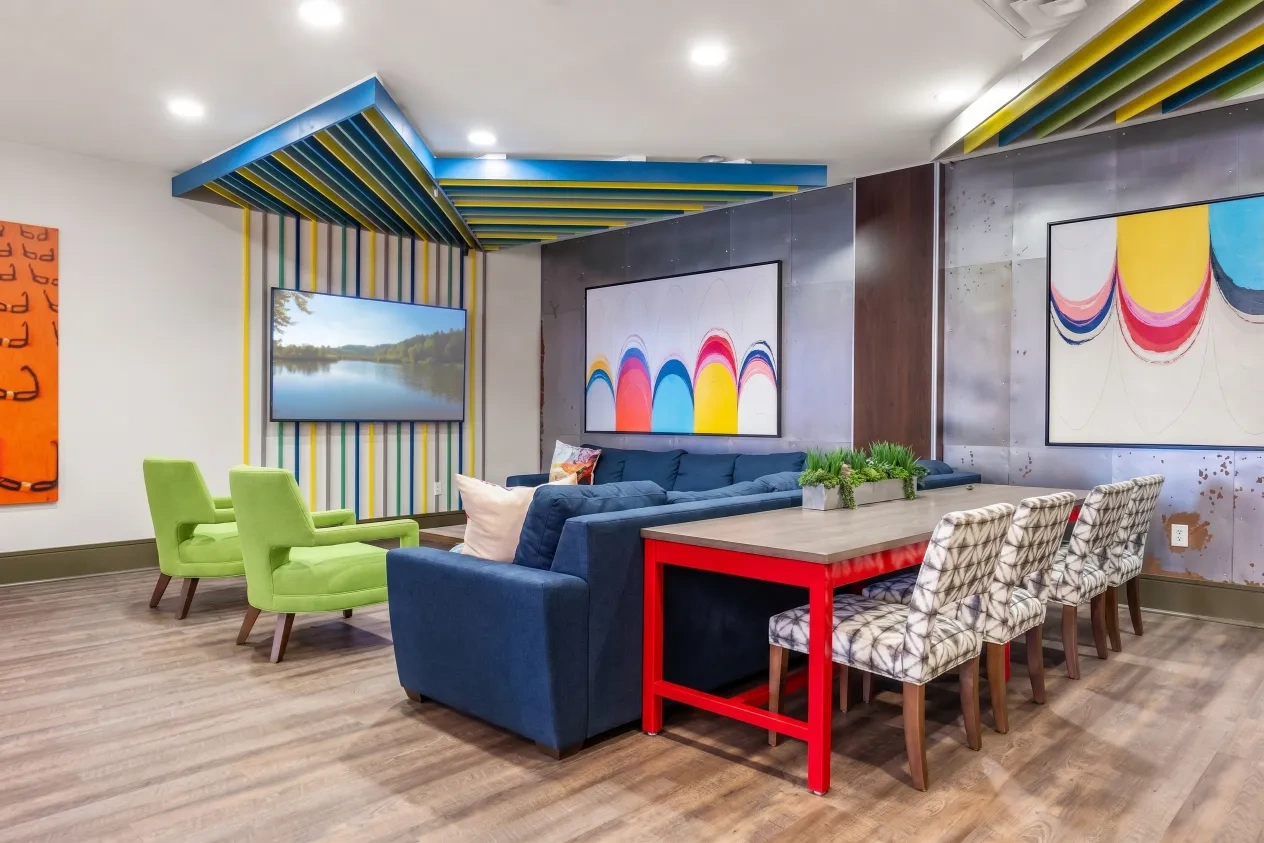 Well-maintained multi-family rental property common area representing professionally managed housing in Bloomington, Indiana