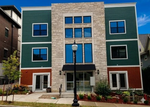 Student apartment building at North Walnut Street in Bloomington Indiana where professional pest control helps treat bed bugs, cockroaches, and apartment pest infestations.